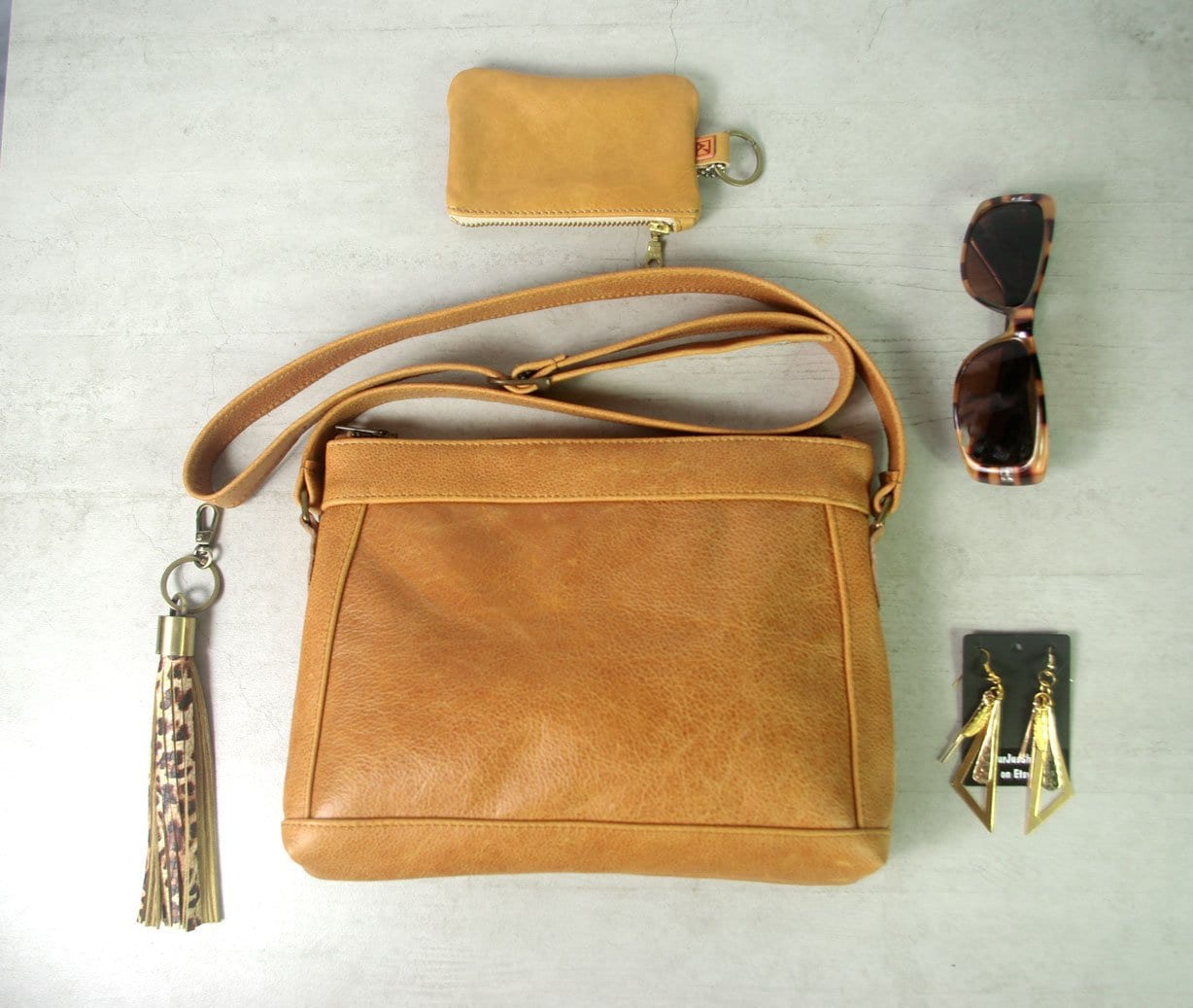 Small Tan Crossbody Smooth Soft Leather bag vintage camel Etsy