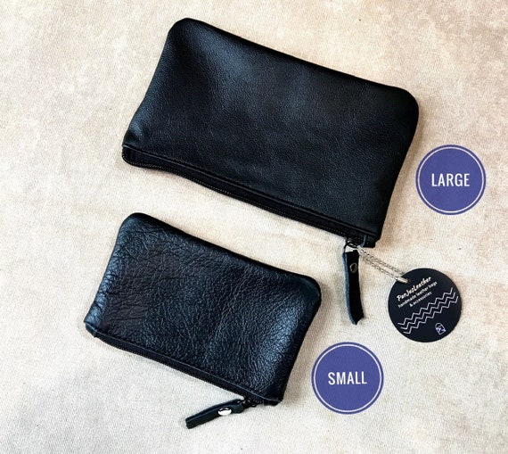 Black Vintage Leather Coin Pouch, Phone Pouch, Gift Idea Black Vintage Leather Coin Pouch, Phone Pouch, Gift Idea