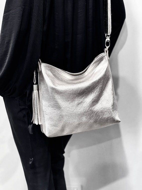 Buy Simple Shoulder Crossbody Bag With Metal Chain Strap And Tassel Top  Zipper (Beige) at