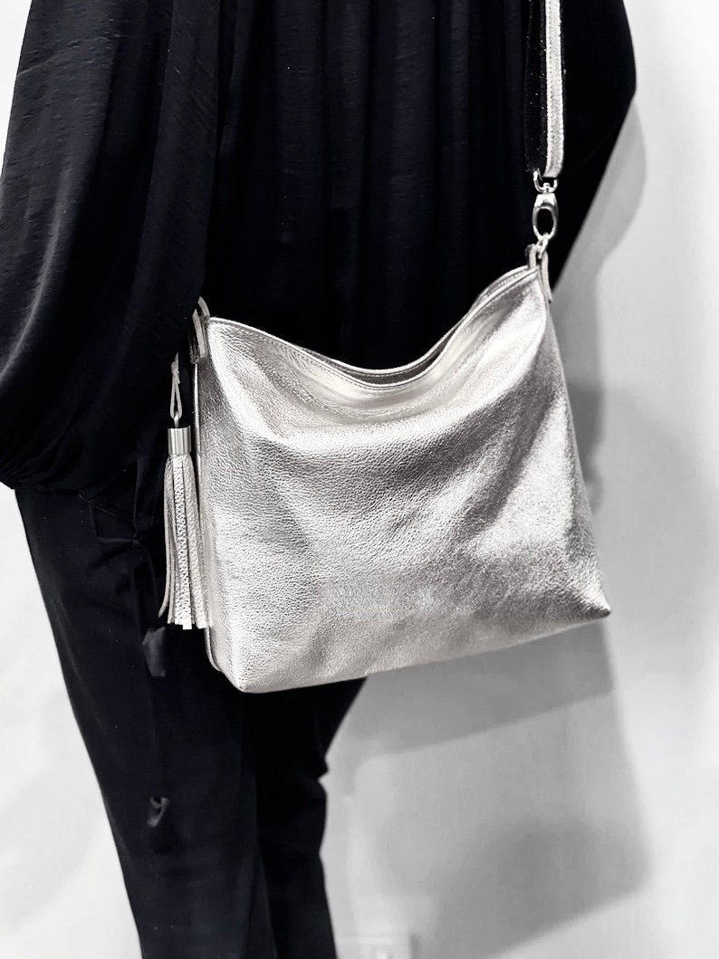 Silver Bag,Metallic Silver Bag,Designer Bag,Luxury Bag/Shoulder Bag/Women's Bag