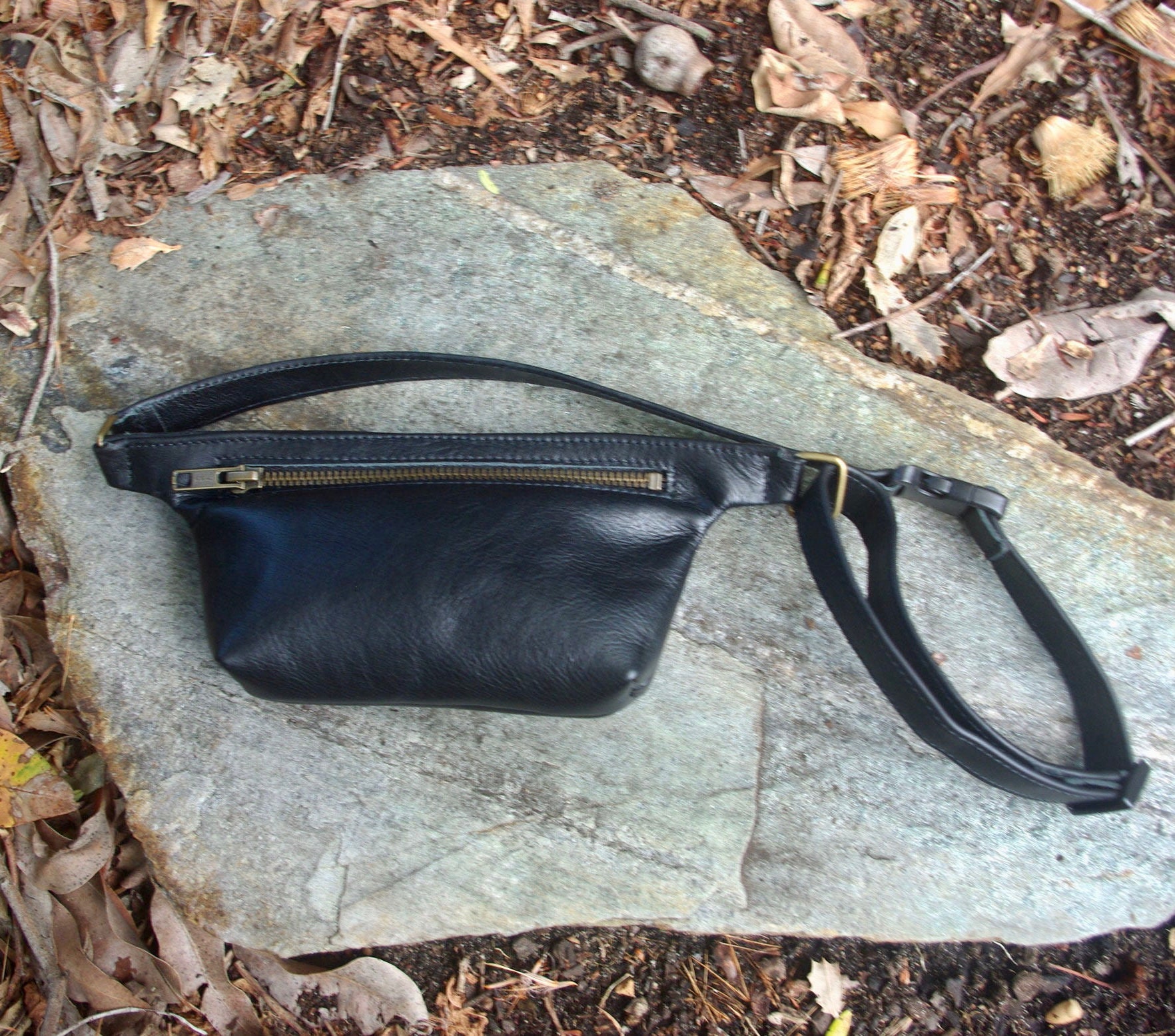 Black Leather Bum Bag