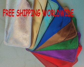 FREE SHIPPING NEW Metallic leather sunglasses case, leather sunglasses protector, leather glasses pouch, metallic leather sunglasses pouch