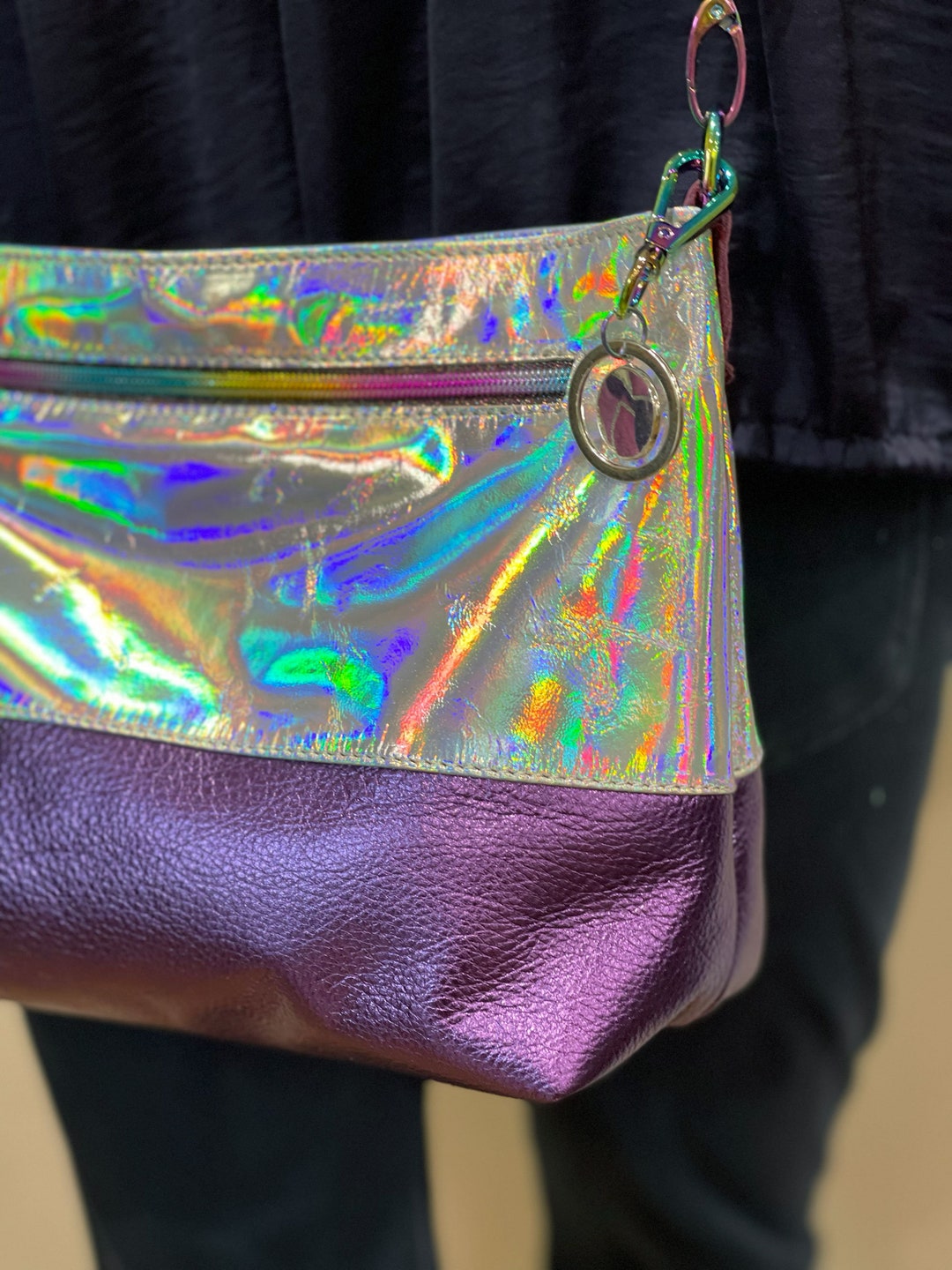 Crossbody Bag Handtasche Holographisch Holographic And Purple