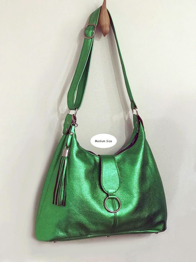 Small Aren Flap Hobo in Embossed Monogram Leather Green