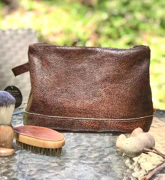 Trousse de Toilette rétro Crazy Horse en Cuir Fait à la Main
