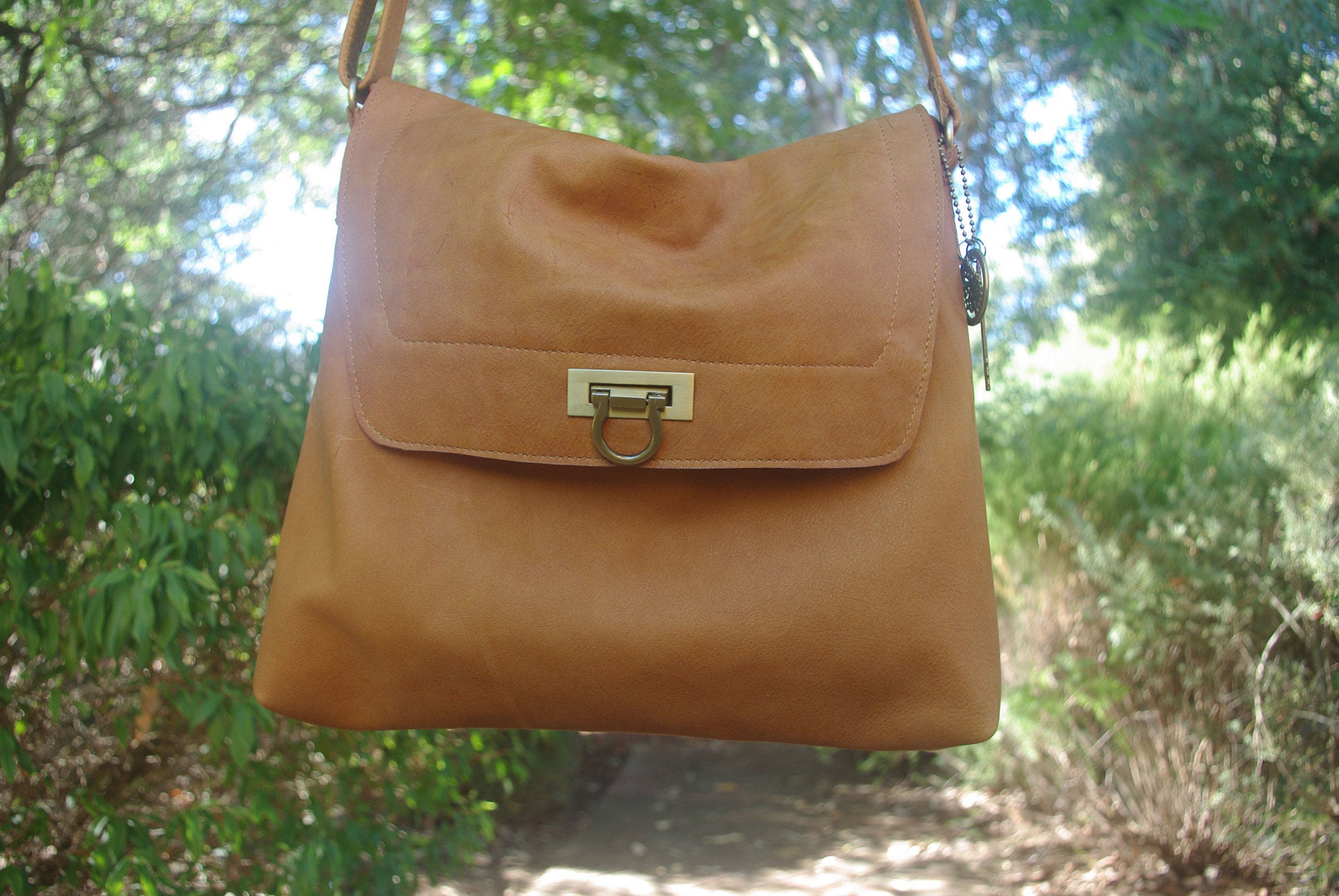 Tan leather shoulder bag camel tan leather Adjustable Strap Etsy