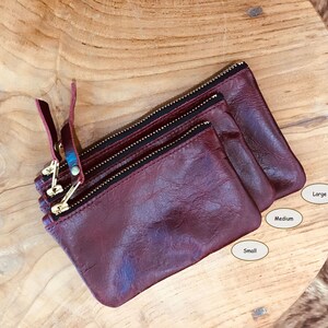 Purple Metallic Leather Purse, Handmade Zipper Pouch, bright soft genuine leather accessory Bild 7