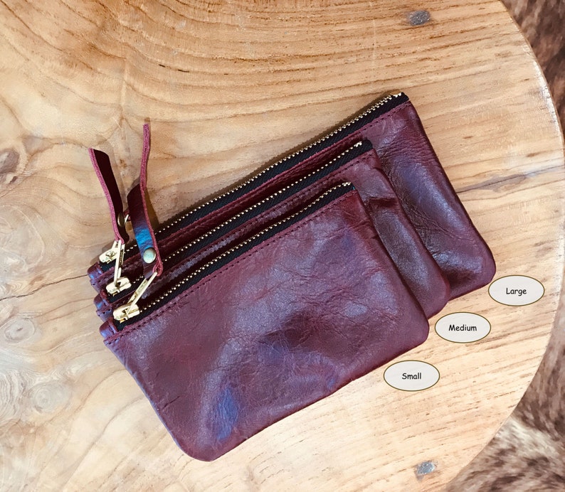 Purple Metallic Leather Purse, Handmade Zipper Pouch, bright soft genuine leather accessory Bild 7
