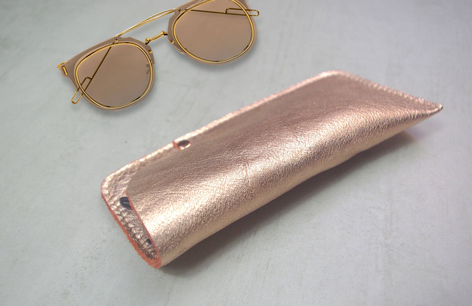 Rose gold glasses case Rose Gold Leather Gift idea Soft Etsy