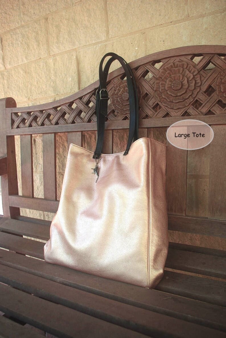 rose gold leather purse