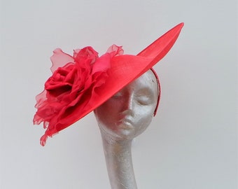 Sandy - Large Saucer Hatinator with 12" Silk Organza Rose 20+ Colours Available