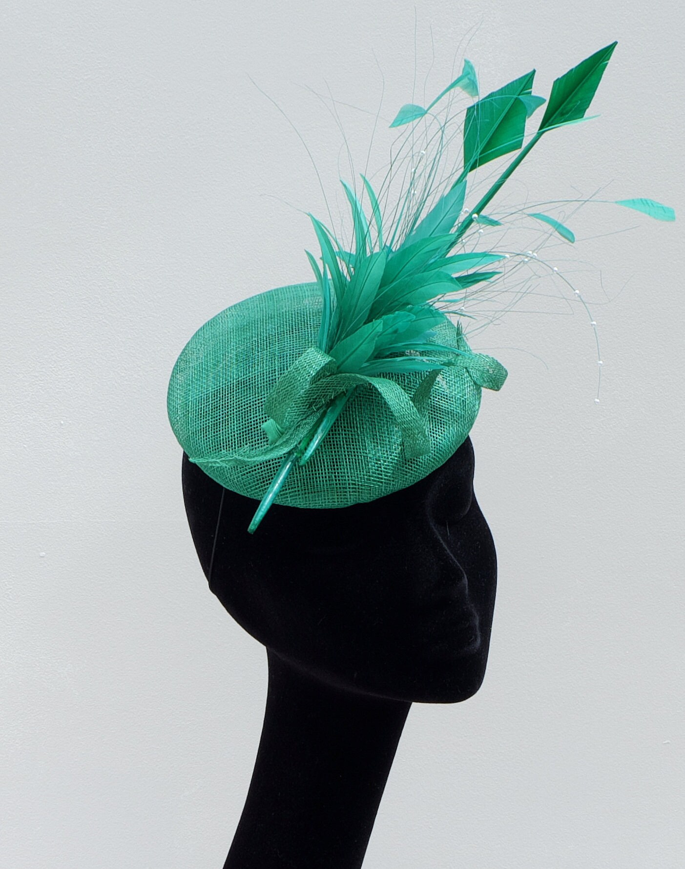 Emerald green pillbox hat Clearance