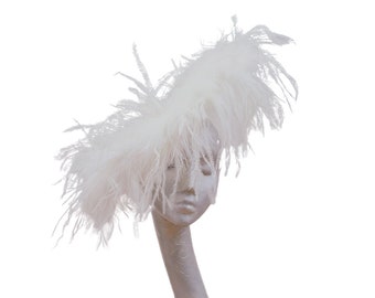 Giselle Ivory Saucer fascinator with Ivory Ostrich Feathers