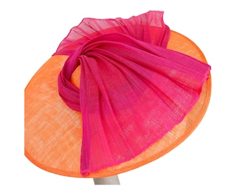 Kellen - Orange & Cerise Sinamay/Silk abaca Hatinator