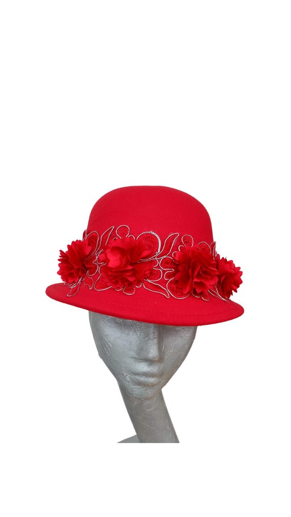 Pen -scarlet Wool Cloche Hat - Etsy display picture 2