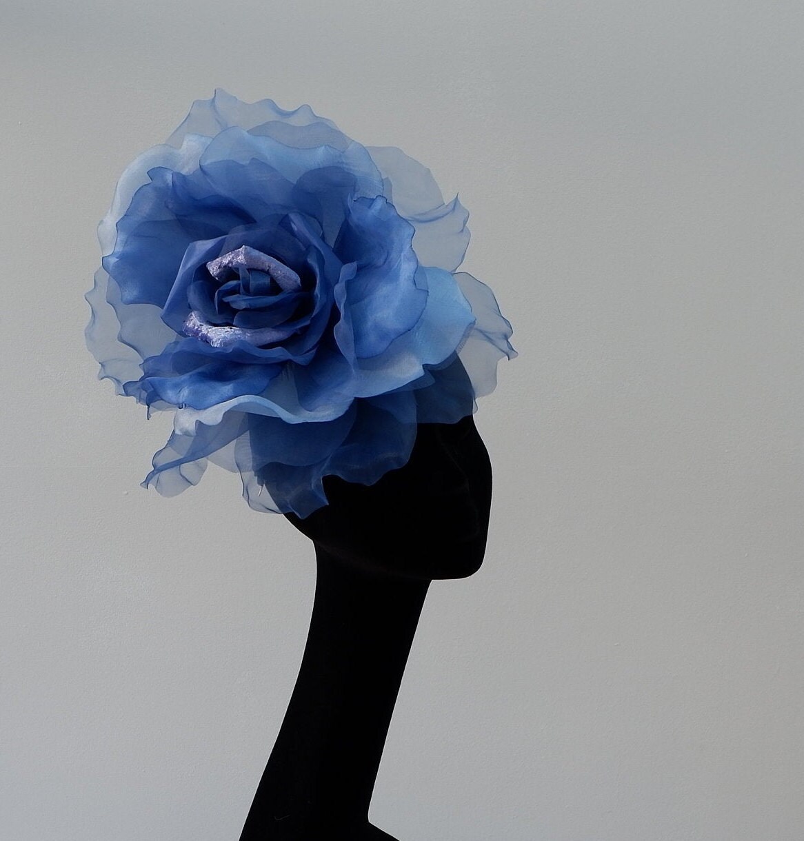 Ava Two Tone Cornflower Blue organza 12 inch flower fascinator