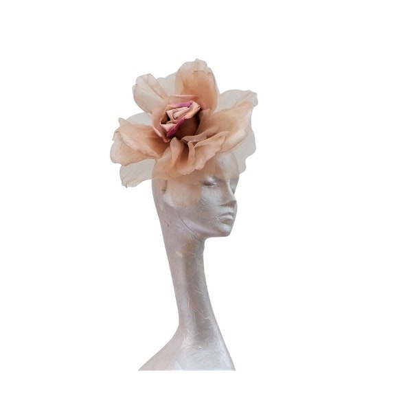 Ava-- Silk organza 12 inch Rose  fascinator 20+ Colours Available