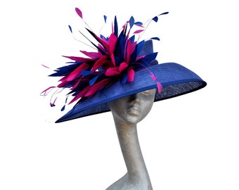 Sherry- Sapphire blue & Cerise pink hat