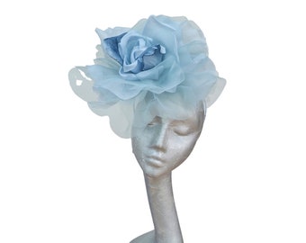 Ava-- Pale Blue silk organza 12 inch flower  fascinator