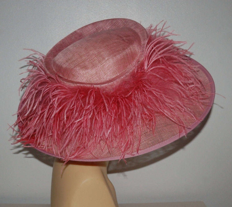 Feature Hat with Ostrich feather boa in Rose pink By Hats2go Etsy