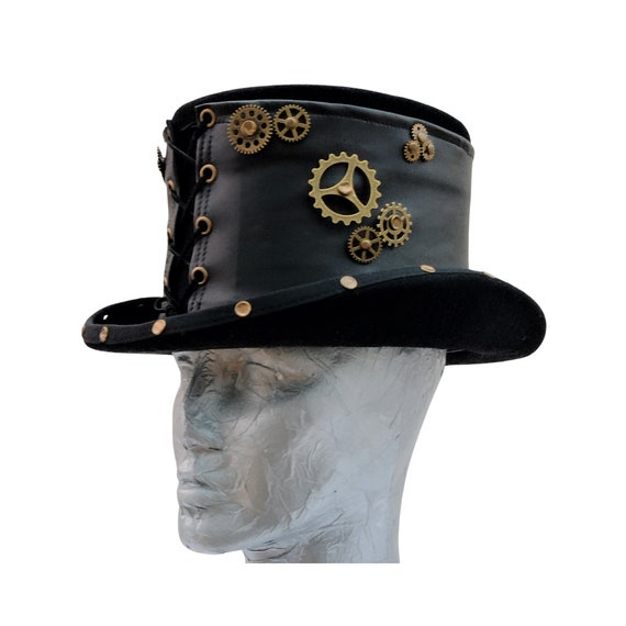 Hats2go のブラック & バーニッシュド ゴールド スチームパンク Hats2go のブラック & バーニッシュド ゴールド スチームパンク