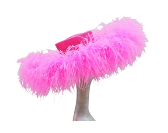 Emma - Sombrero extra grande con boa de plumas de avestruz en dos tonos rosa cereza Por Hats2go Hecho a pedido