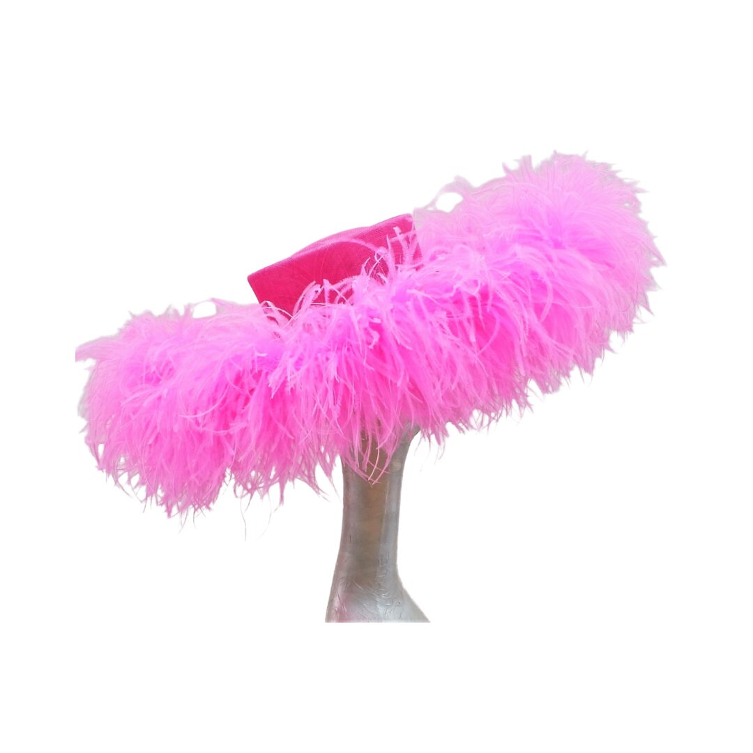 Emma Extra Large Hat With Ostrich Feather Boa in Dusky Pink by Hats2go Made  to Order 