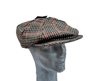 Mens 8 Panel Tweed Peaky Blinder, Great Gatsby, Bakerboy style cap