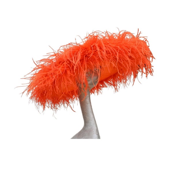 Emma - Extra large Hat with Ostrich feather boa in Orange