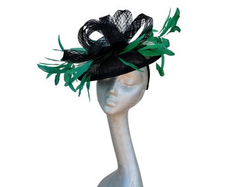 Francesca -  Black & Emerald Green saucer hatinator