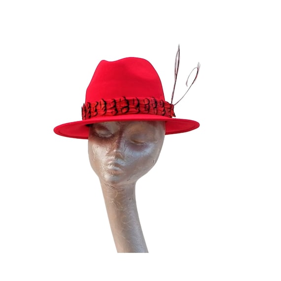 BAILEY Red Felt Fedora with Southwestern Patterned Band Bailey 1922 Fedora Hat | Premium 100% Wool LiteFelt  main image 3