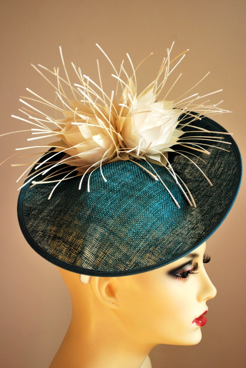 Beautiful Teal Fascinator With Satin Bow to the Side With 2 Etsy