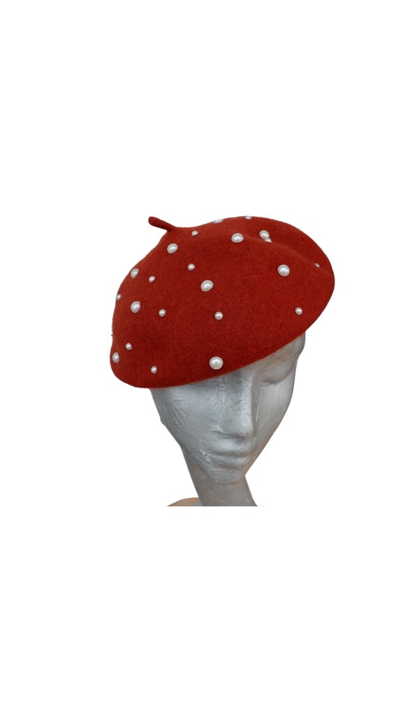 Nancy - Wool Beret With Pearl Detail - Etsy Australia display picture 3