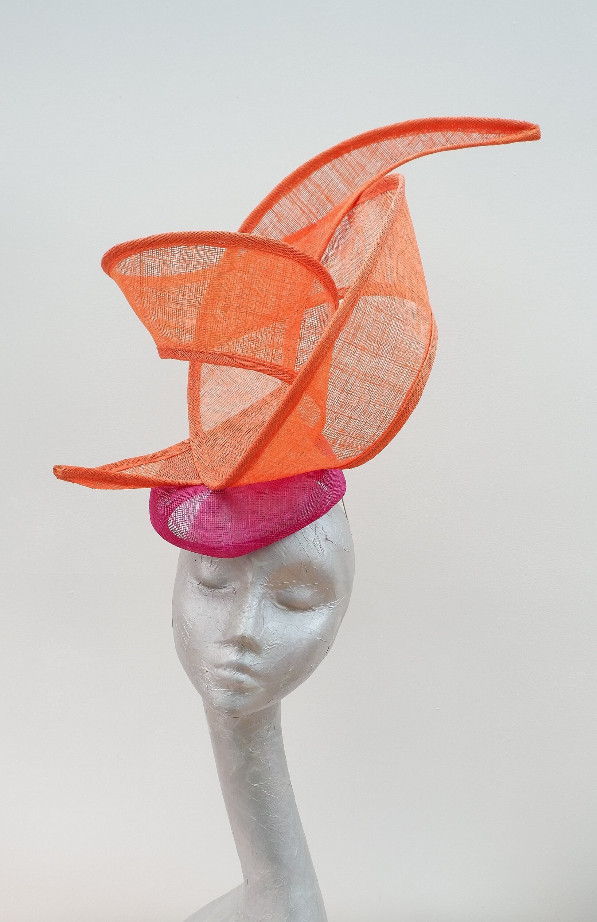 Twirl - Orange \u0026 Cerise Fascinator By 