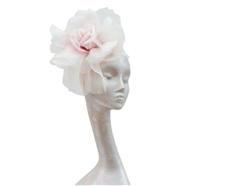 Ava--- Baby Pink 12" silk/organza Rose fascinator