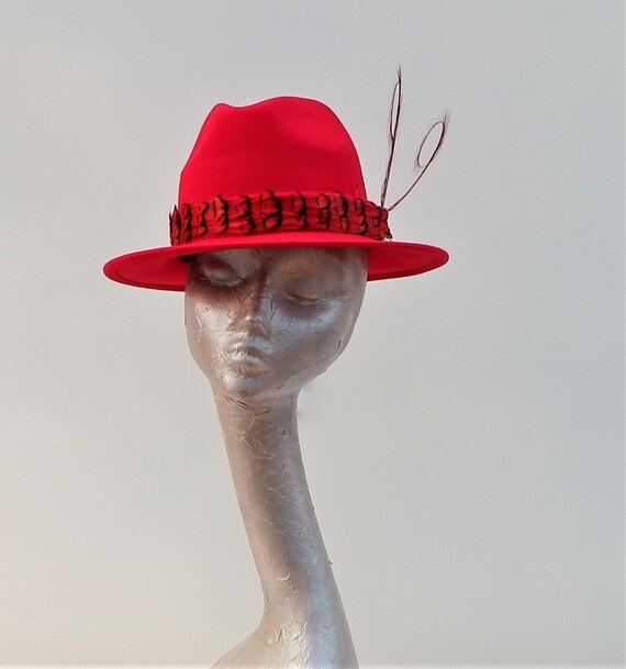 Bailey Scarlet Red Felt Fedora Hat - Etsy