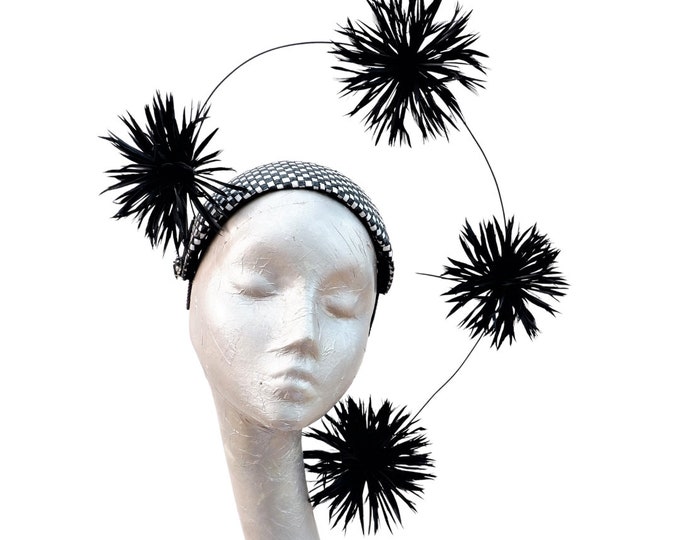 Featured listing image: Coco - Black & White Fascinator/headpiece