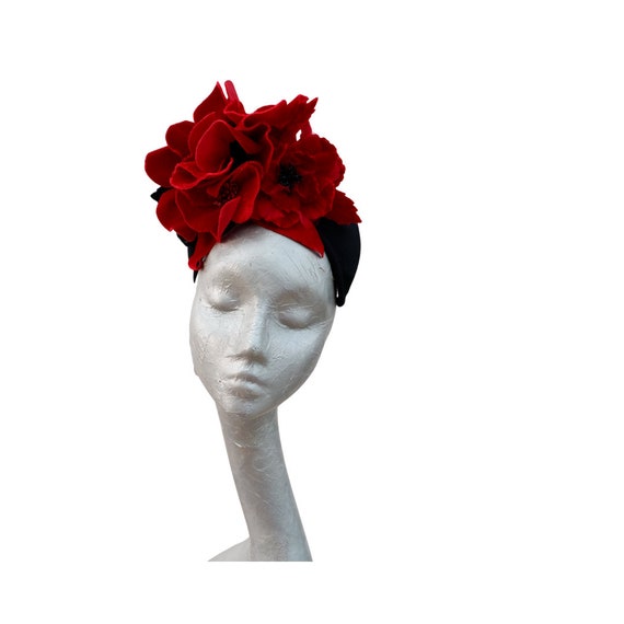 Black felt  oversized rose headband Amazon.com: Gothic Rose Flower Crown Headband Women Girls  main image 4