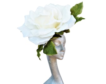 Liz - Large oversized 40cm Ivory rose fascinator