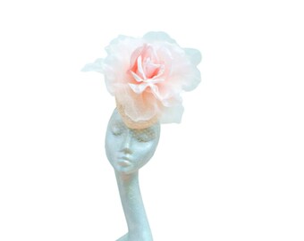 Haydock -- Blush Pillbox with Veil & 12" silk rose