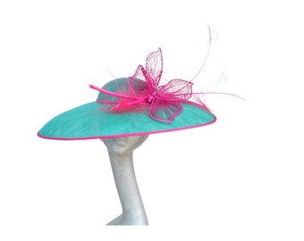 Lois - Emerald Green & Hot pink Feature Hat