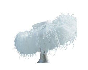 Emma Extra Large Pure White Feather Hat