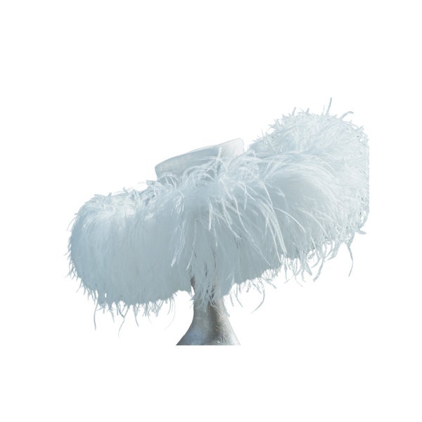 Emma Extra Large Pure White Feather Hat