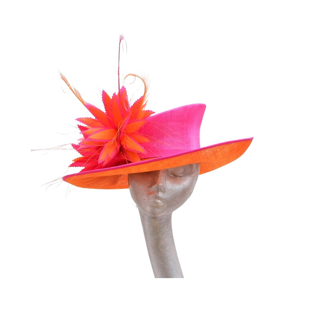 Pink and orange wedding hats discount