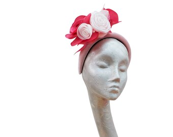 Cassie - Padded headband & Flower Fascinator 3 tone Pink