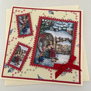 Carte d'hiver saisonnière mignonne de Holly Pond Hill étreignant des souris