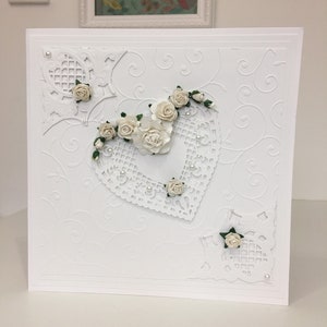 Spezial, Groß, Perle und Rose, Boxed Hochzeitskarte kann personalisiert werden.