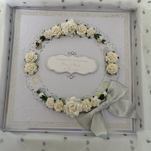 Bellissimo, grande biglietto d'auguri per le nozze o per l'anniversario delle nozze d'argento, confezionato in scatola e personalizzabile.