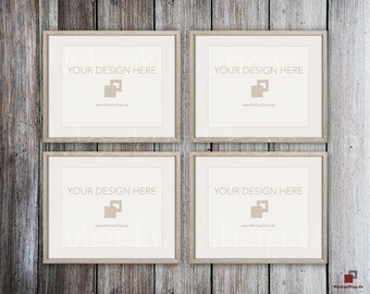 Download Free Frame Mockup Brown 8x10 4x Horizontal Vertical Brown Mockup PSD Mockup Template