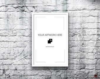 Download 11x17 Vertical Digital White Frame Mockup Styled Photography Poster Mockup Old White Brick Background Framed Art Instant Download White Download Mockups Psd
